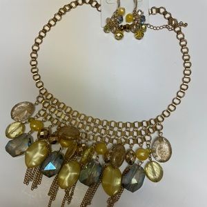 Drop Necklace Set (Yellow/Green Multi)